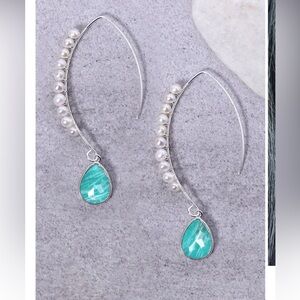 Amazonite & Freshwater Pearl Sterling Silver Earrings